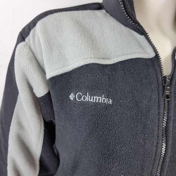 Columbia Women's Size Small Full Zip gray black Fuzzy Fleece Jacket Zip pockets - Picture 4 of 7